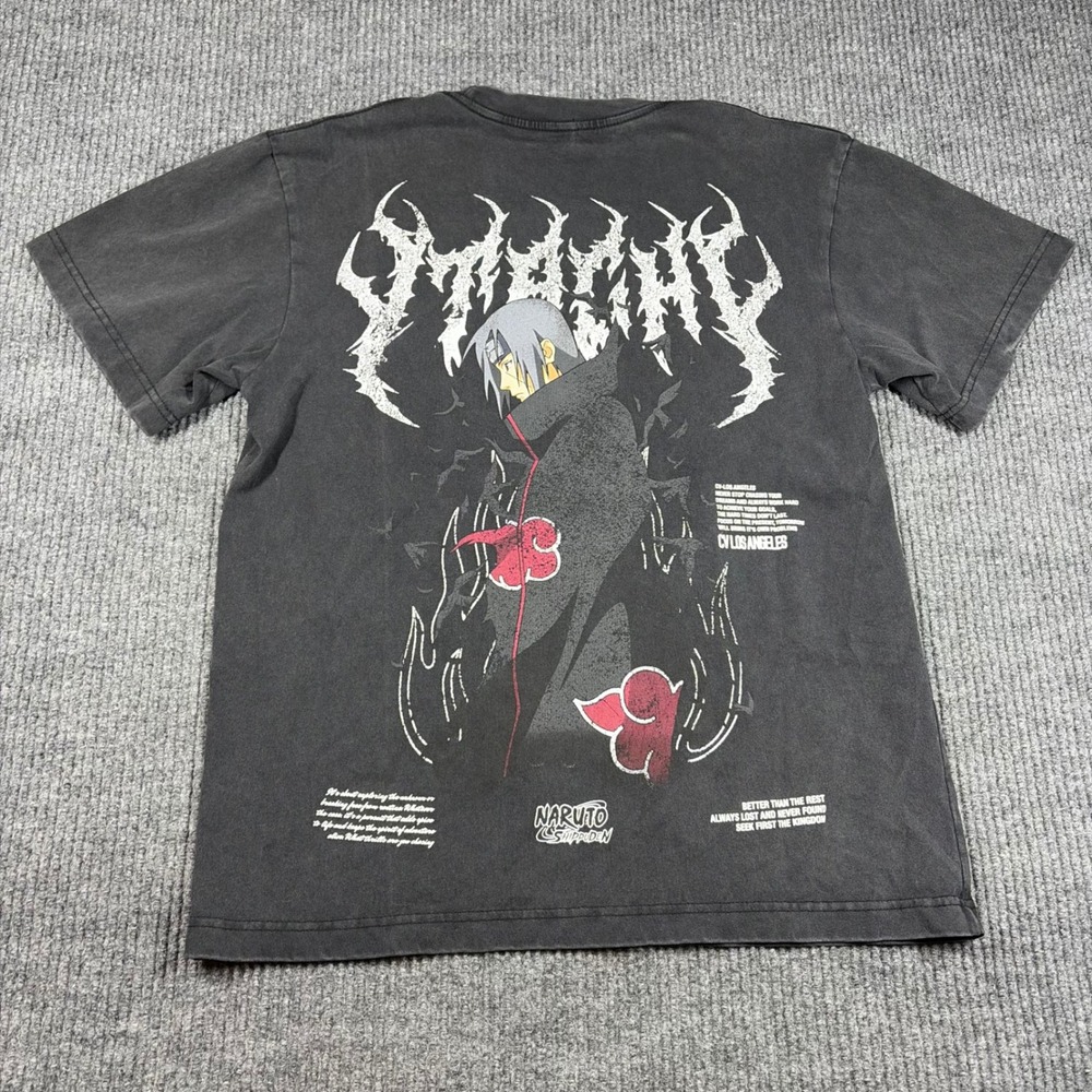 Naruto Shippuden Shirt Mens S CVLA Itachi Uchiha Graphic Black Faded Tee